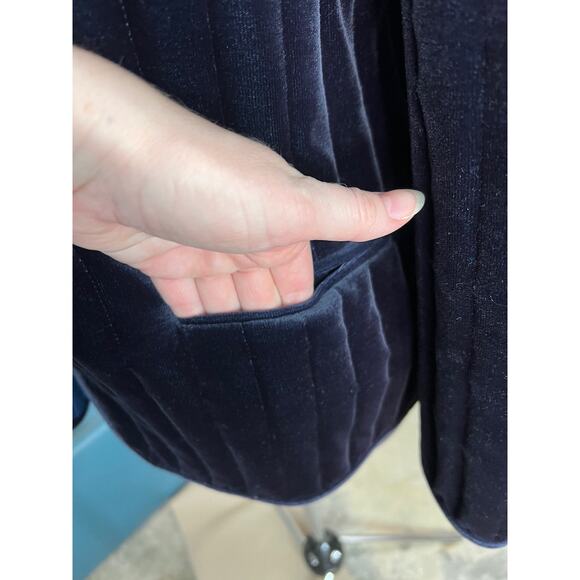 blazer Quilted velour elegant navy blue - Picture 3 of 13